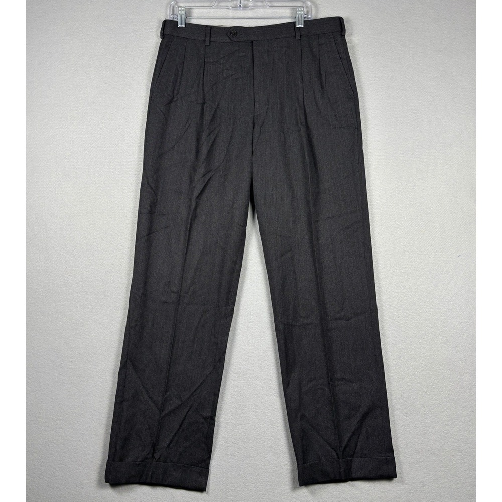 Brooks Brothers 1818 Madison Pleated Wool Dress Pants 34x31 Charcoal Gray